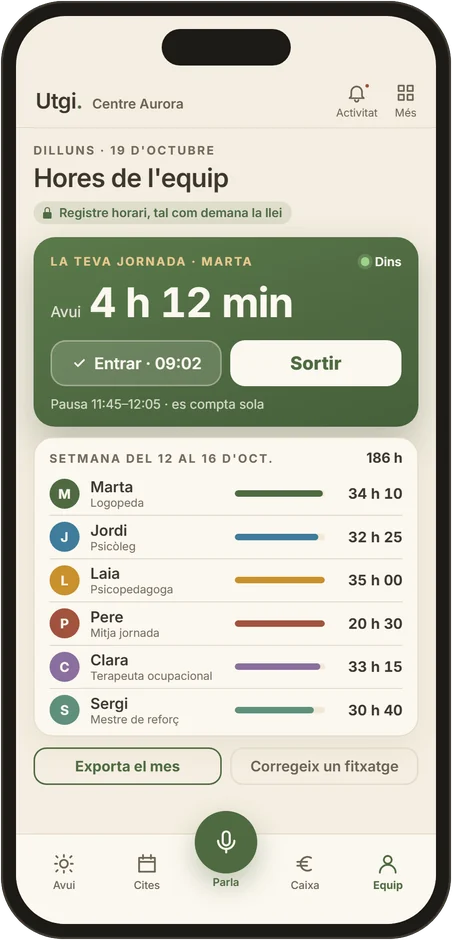Registre de jornada de l'equip